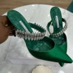 Green Manolo Blahnik slip on heels