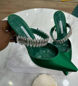 Green manolo blahnik slip on heels