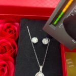 Diamond earrings and necklaces