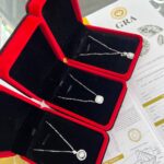 Diamond earrings and necklaces