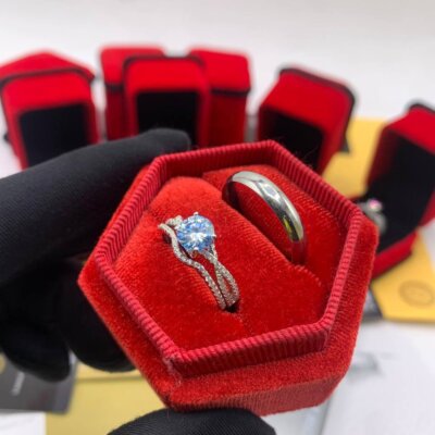 Diamond engagement and wedding rings