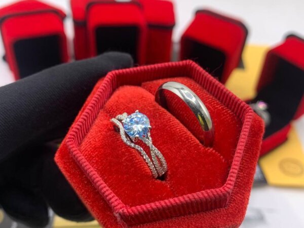 Diamond engagement and wedding rings