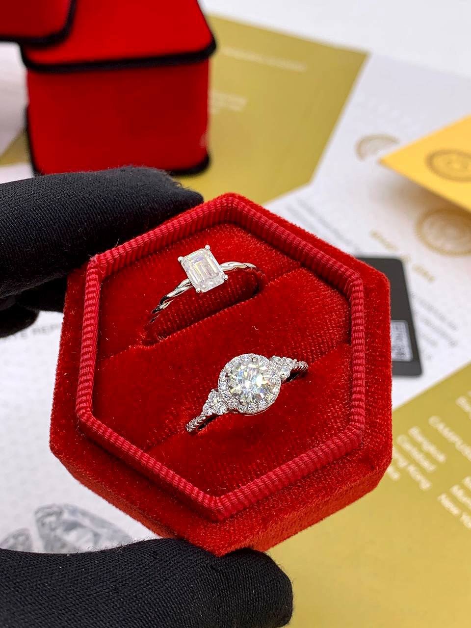 Diamond engagement and wedding rings