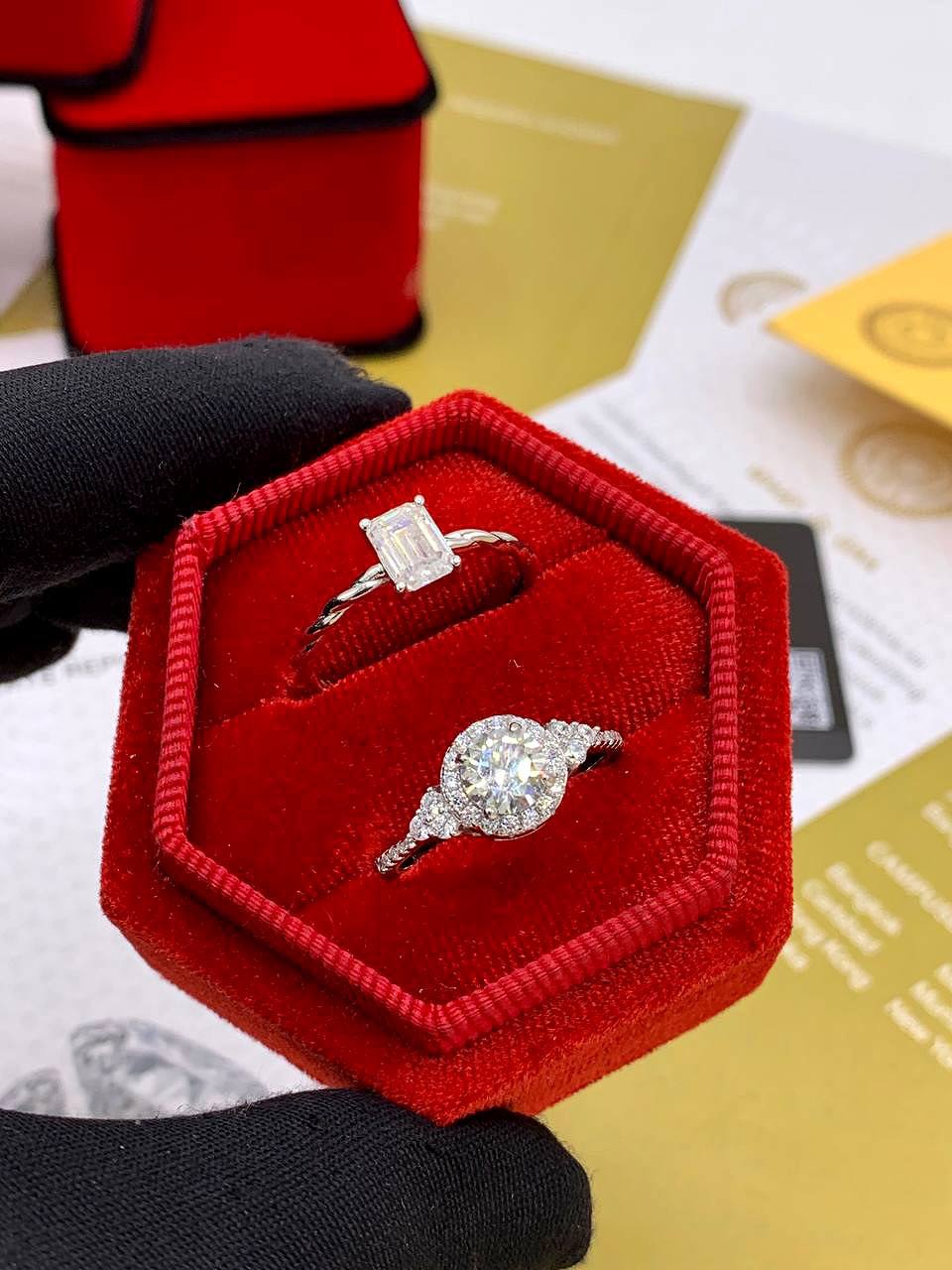 Diamond engagement and wedding rings