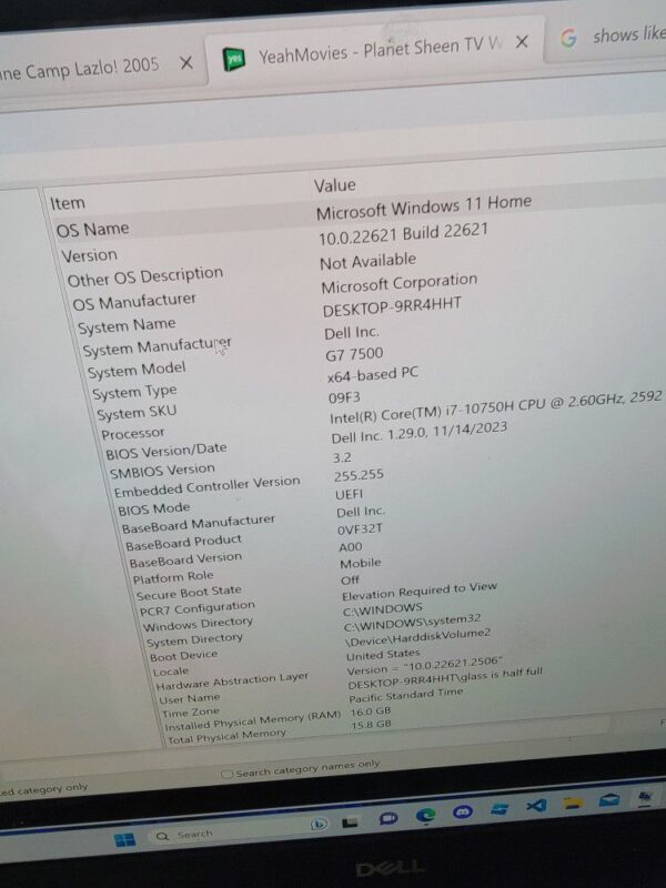 4K Screen Dell G7 Gaming and Work Laptop