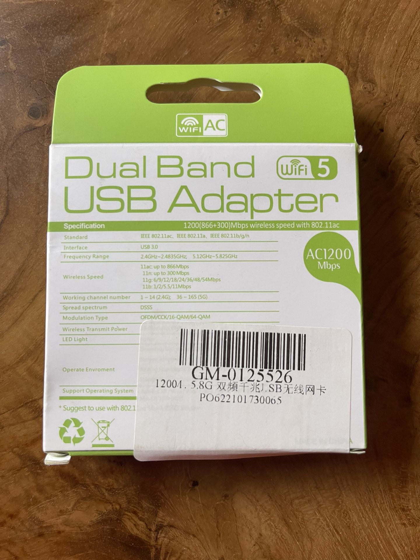 Dual band usb adapter