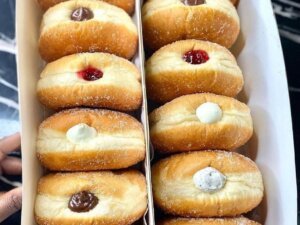 Milky doughnuts and sugar doughnuts