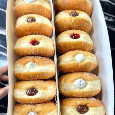 Milky doughnuts and sugar doughnuts