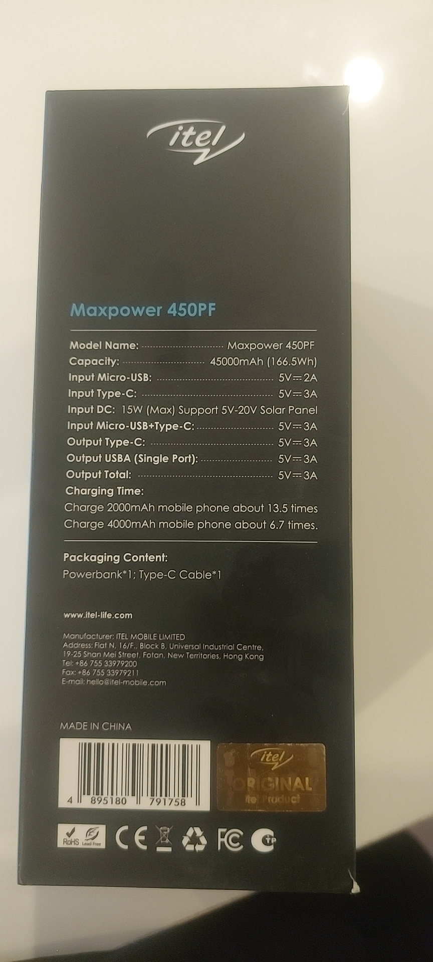 Itel Greenew 45000Mah 1 charge for 2 weeks use