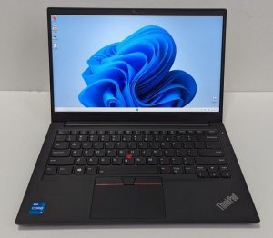 Lenovo ThinkPad E14 laptop, comes with a 2.11GHz i5-1135G7 CPU, 8GB of DDR4 RAM, a 256GB