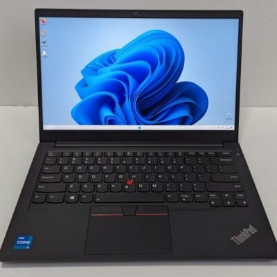 Lenovo ThinkPad E14 laptop, comes with a 2.11GHz i5-1135G7 CPU, 8GB of DDR4 RAM, a 256GB