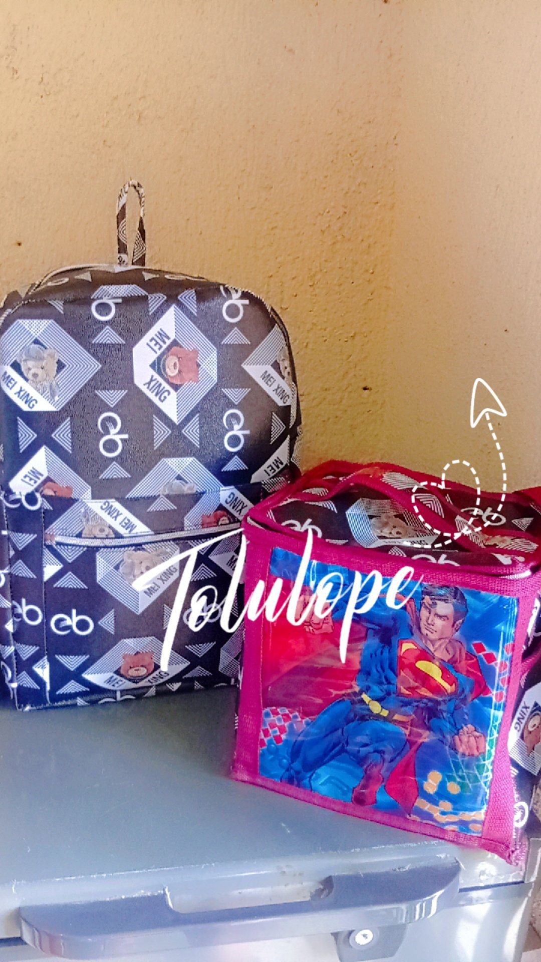 Children lunchbox and school bags