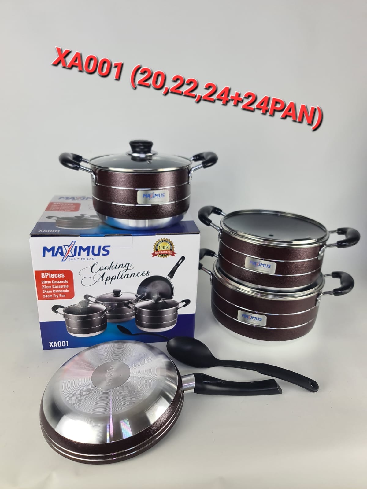 3 pieces Non stick pot and frying pan with spoon