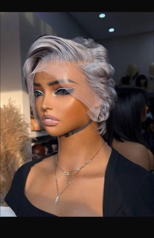 Silver grey, high-grade human hair