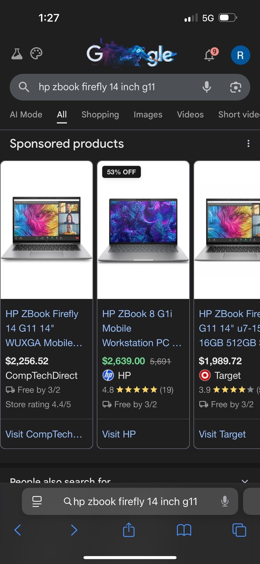 Laptop hp zbook firefly 14 g11