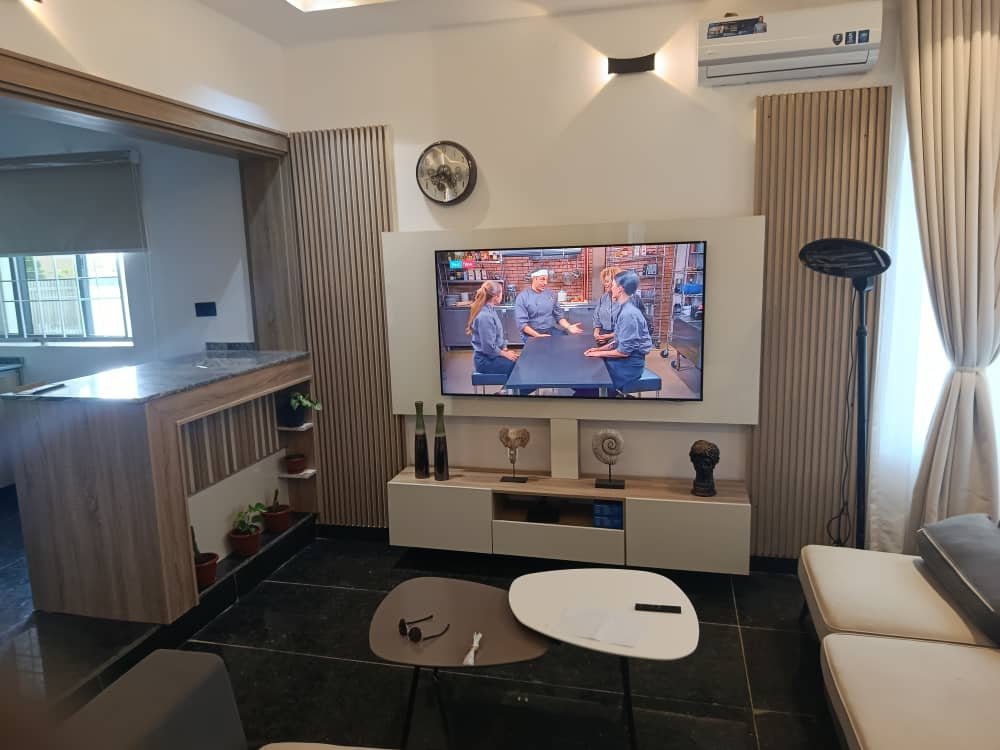 Modern scandinavian tv console & floating wall panel system