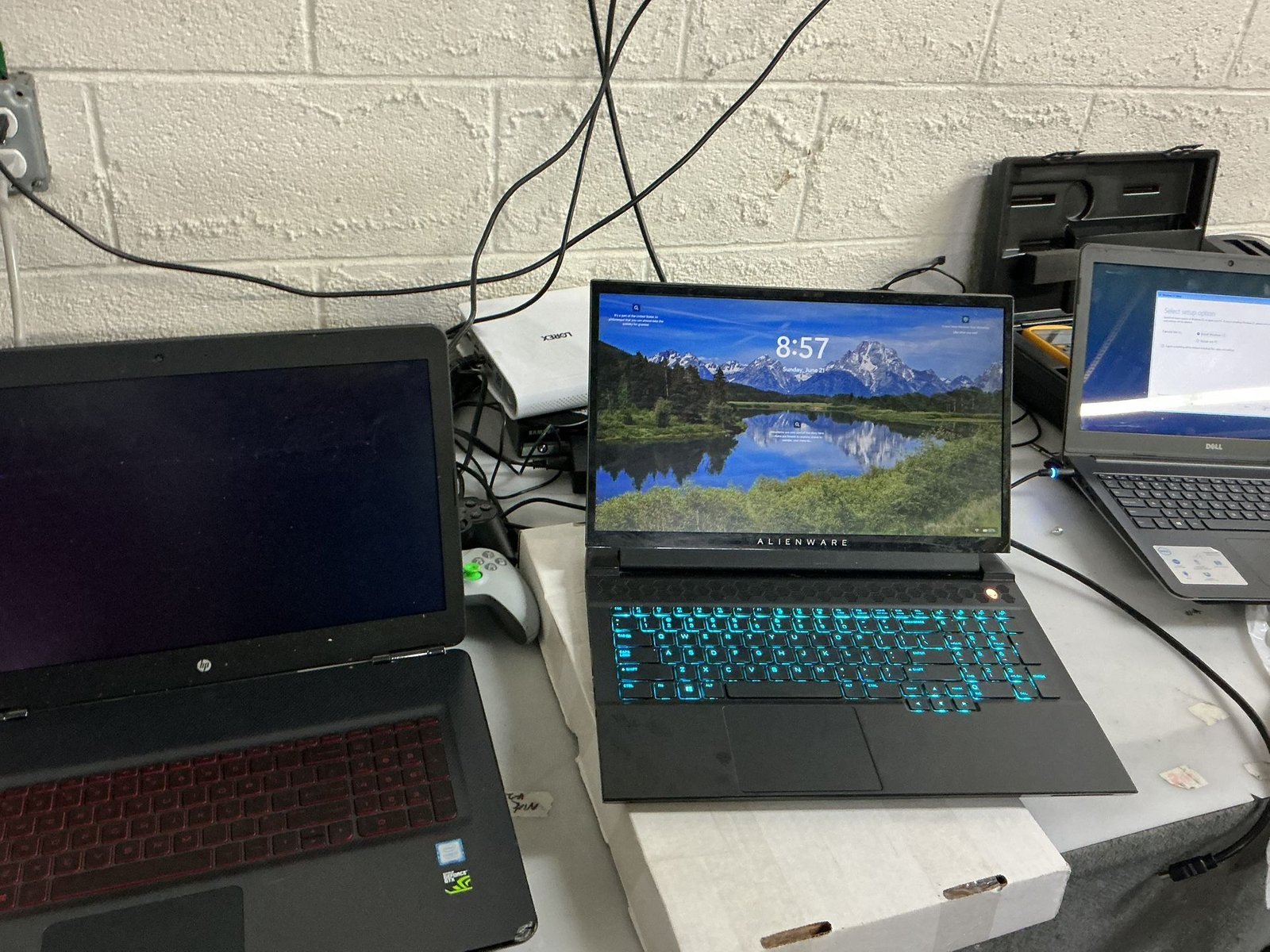 3 laptop bundle – alienware gaming, hp omen gaming & dell – chargers included