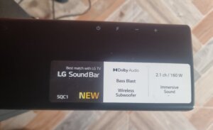 LG SCQ1 2.1 ch 160W Soundbar with Wireless subwoofer, Remote and Optical connection