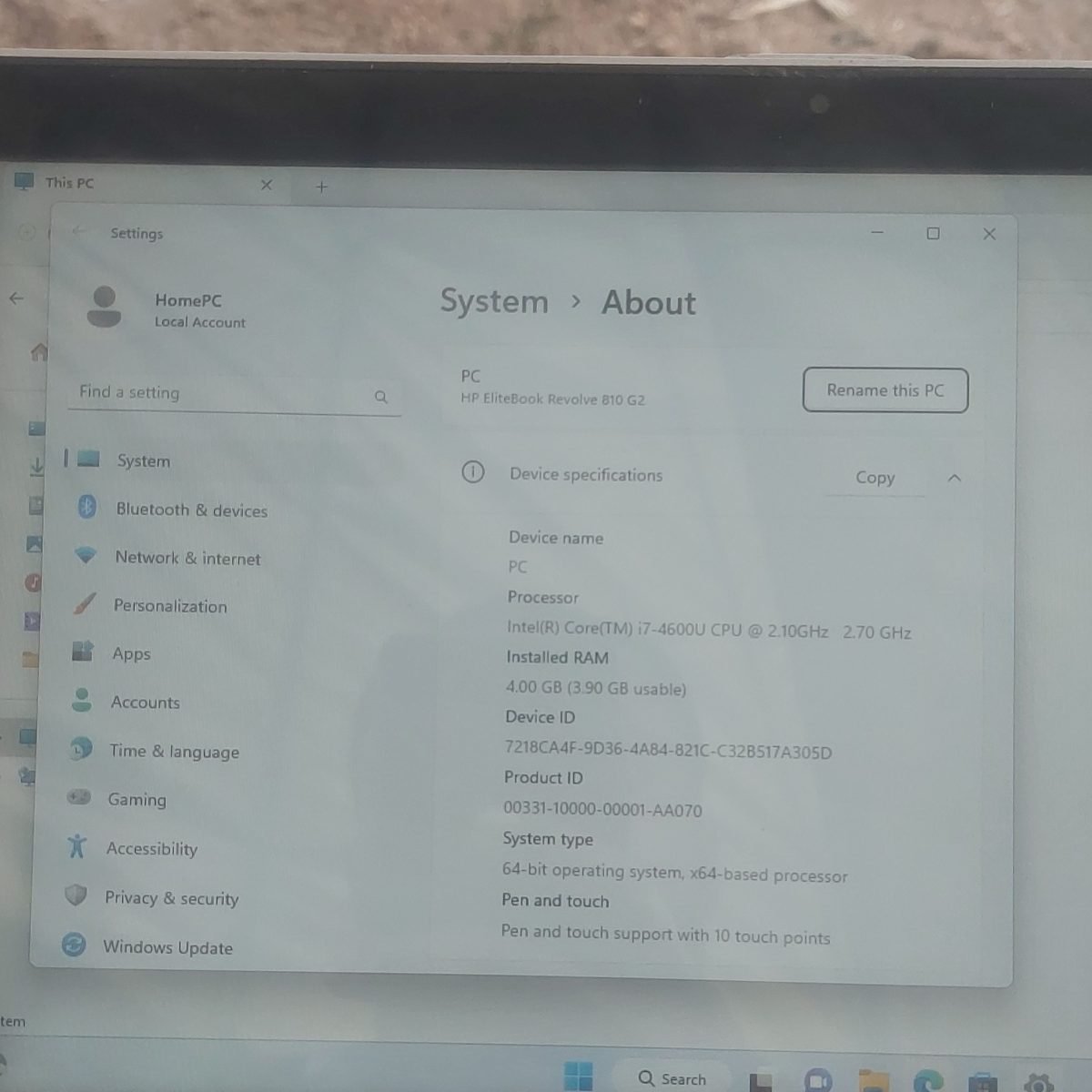 256GB Ssd/4GB Ram Hp Revolver